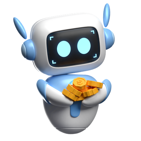 Robot soulevant des pièces de monnaie  3D Icon