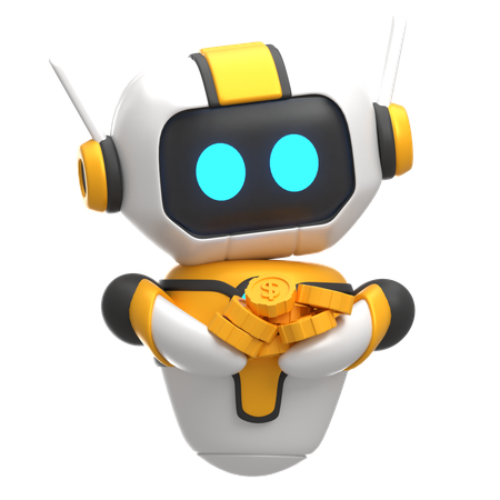 Robot levantando monedas  3D Icon