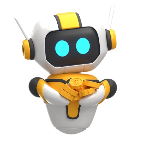 Robot levantando monedas  3D Icon