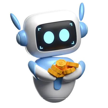 Robot levantando monedas  3D Icon