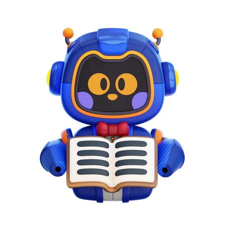 Libro de lectura de robots  3D Icon