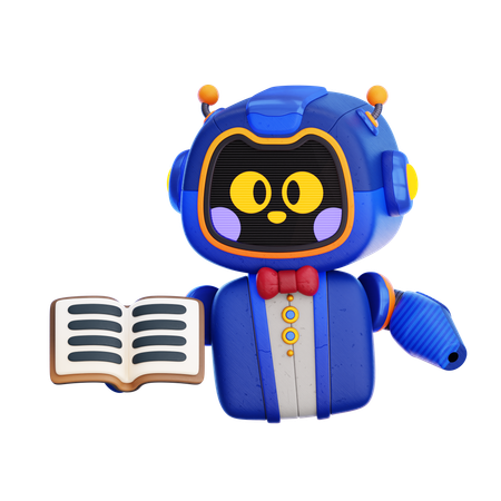 Libro de lectura de robots  3D Icon