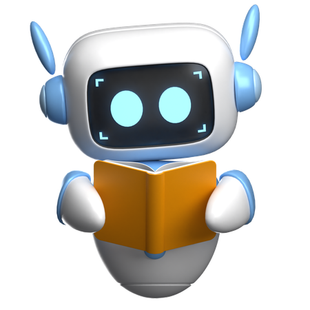 Robot leyendo un libro  3D Illustration