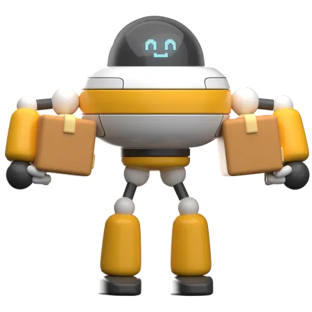 Robot Lifting Boxes  3D Illustration