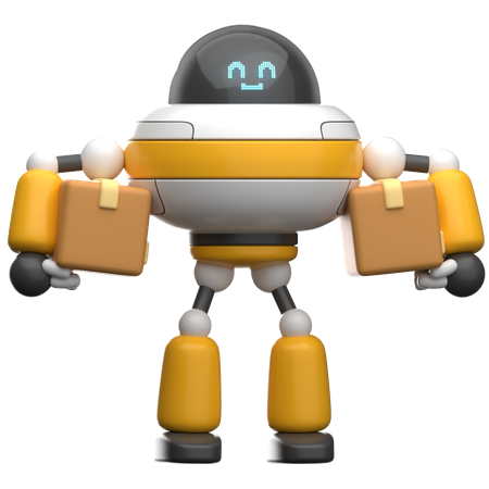 Robot Lifting Boxes  3D Illustration