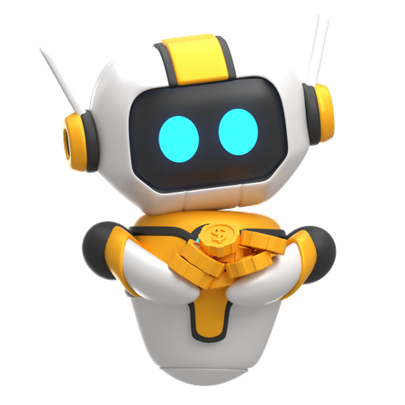 Robot Lifting Coins  3D Icon