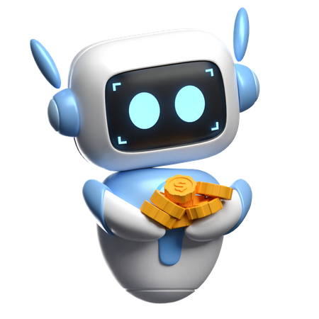 Robot Lifting Coins  3D Icon