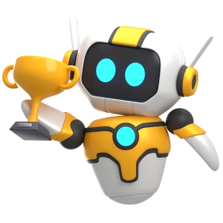 Robot Lifting Trophy  3D Icon