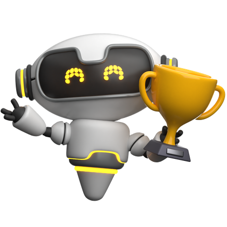 Robot Lifting Trophy  3D Icon