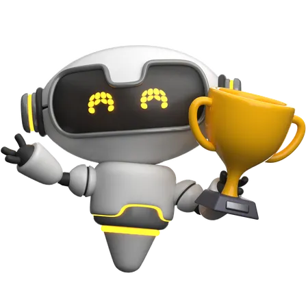 Robot Lifting Trophy  3D Icon