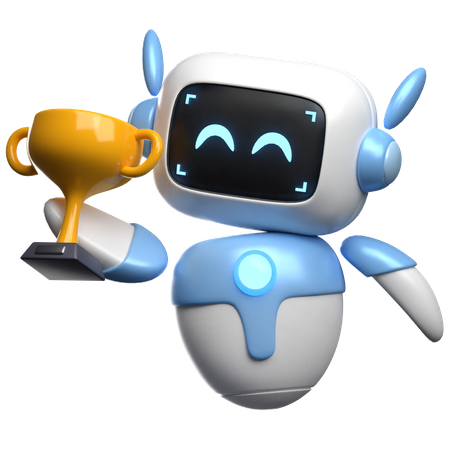 Robot Lifting Trophy  3D Icon