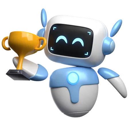 Robot Lifting Trophy  3D Icon