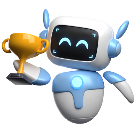 Robot Lifting Trophy  3D Icon