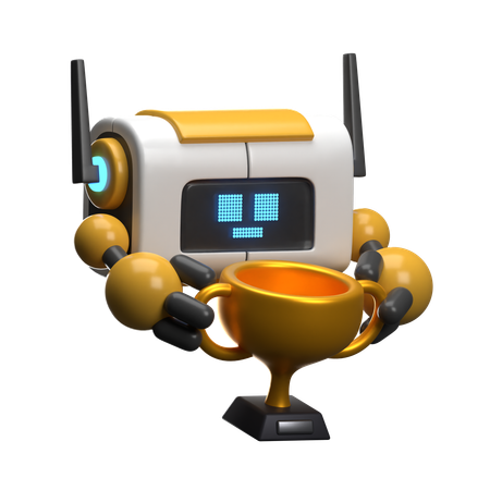 Robot Lifting Trophy  3D Icon
