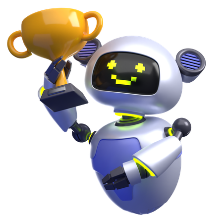 Robot Lifting Trophy  3D Icon