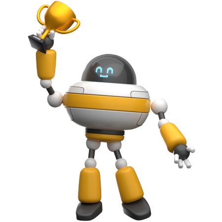 Robot Lifting Trophy  3D Icon