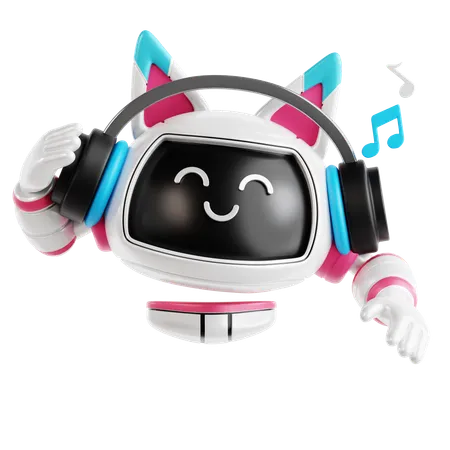 Robot Listening to Music  3D Icon