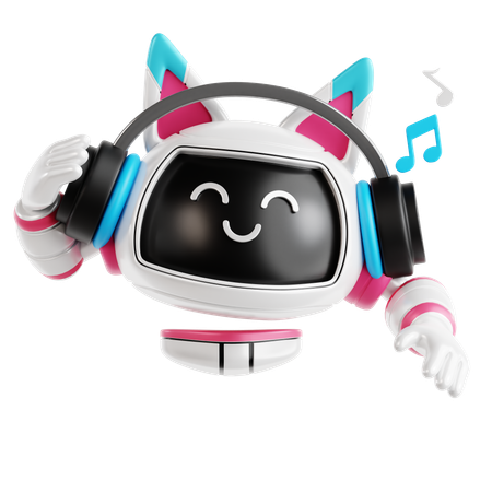 Robot Listening to Music  3D Icon