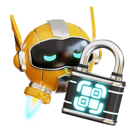Robot Lock  3D Illustration