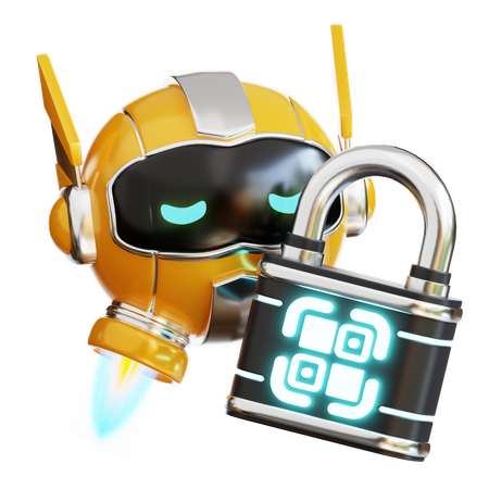 Robot Lock  3D Illustration