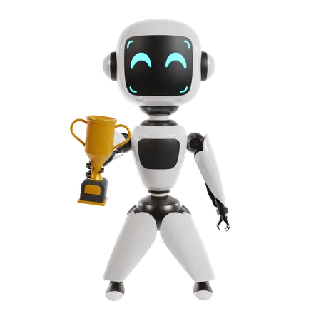 Robot logra trofeo  3D Illustration