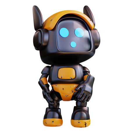 Robot Looks Up  3D Illustration