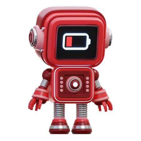 Robot Low Battery  3D Illustration