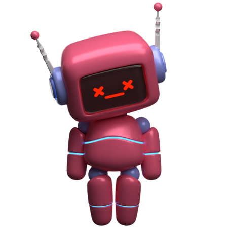 Robot Low Battery  3D Illustration