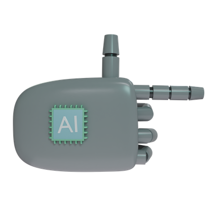 Mano Robot ApuntandoDerecha Gris  3D Icon