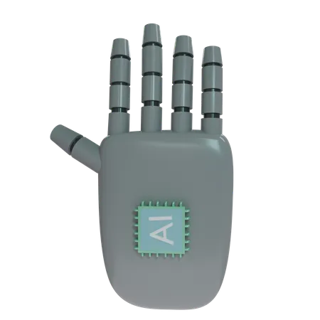 Mano Robot HandUp Gris  3D Icon