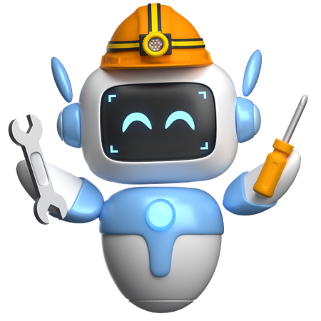 Robot mécanicien avec outils  3D Illustration