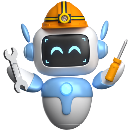 Robot Mechanic With Tools  3D Illustration