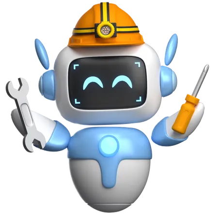 Robot Mechanic With Tools  3D Illustration