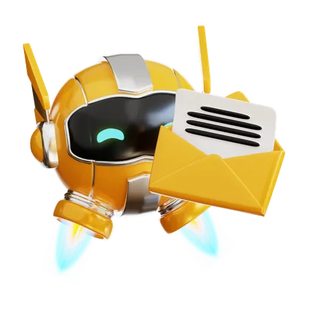 3 D Render Yellow Technology Robot Message Illustration 3D Illustration