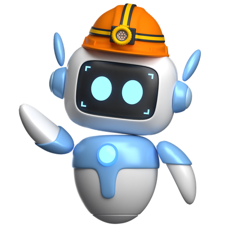 Robot mineur avec casque de sécurité  3D Illustration