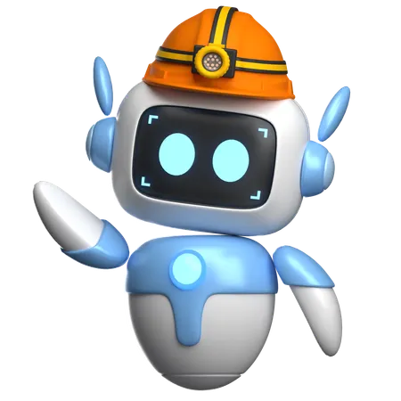 Robot mineur avec casque de sécurité  3D Illustration