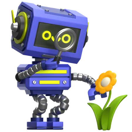 Robot observando flores  3D Icon