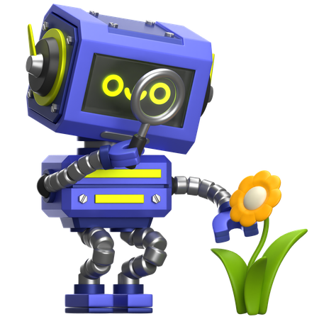 Robot observant une fleur  3D Icon