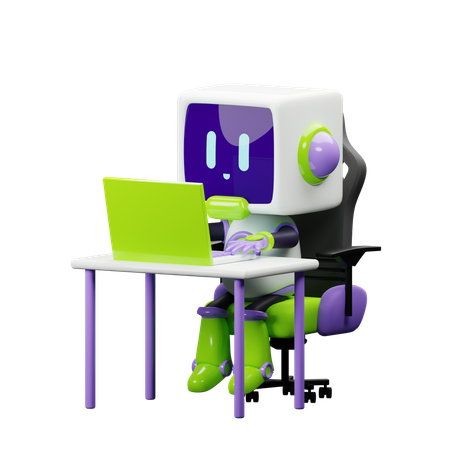Robot on desk work  3D Icon