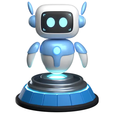 Robot On Stage  3D Illustration