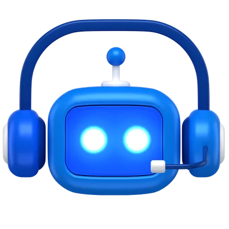 3 D Icon Of A Robot Head With Headset 3D Icon