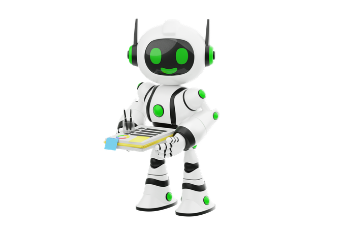 Robot Organizing Office Supplies  3D Icon