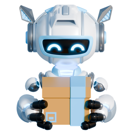 ROBOT PACKAGE DELIVERY  3D Illustration