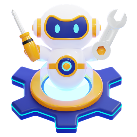Robot performing maintenance  3D Icon