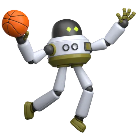 Robot Playing Basketball  3D Illustration