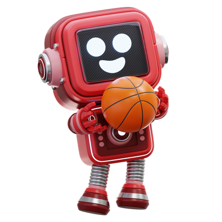 Robot Playing Basketball  3D Illustration