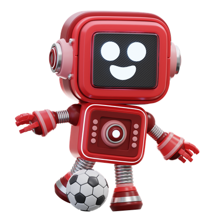 Robot Playing Football  3D Illustration