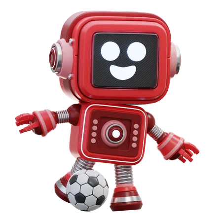 Robot Playing Football  3D Illustration