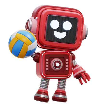 Robot Playing Volleyball  3D Illustration