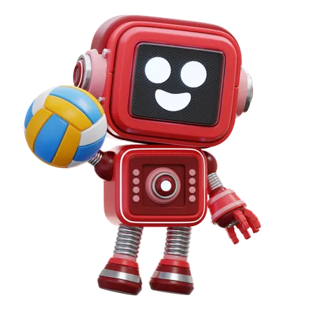 Robot Playing Volleyball  3D Illustration